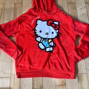 Hello kitty red hoodie sweater plush  soft size Medium